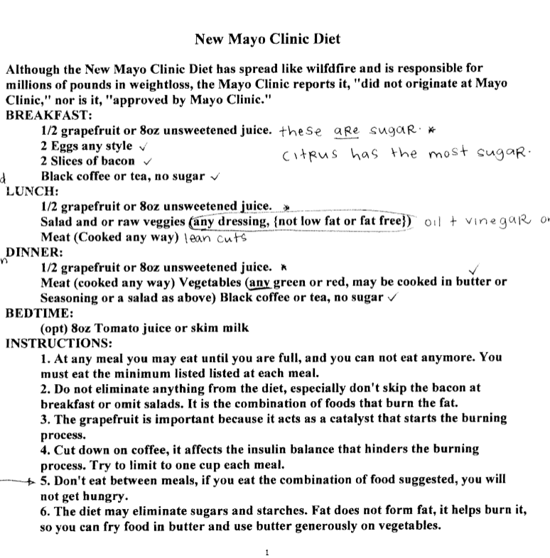 Old Mayo Clinic Diet Pdf